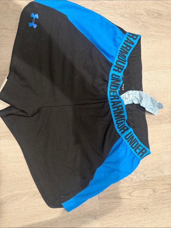 Under Armour Pants - Under Armour Black and Blue Training Shorts with Branded Waistband
